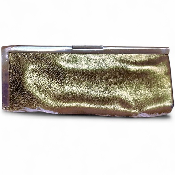 Calvin Klein Y2K Metallic Gold Clutch Handbag Retro Classic Party - Picture 1 of 6